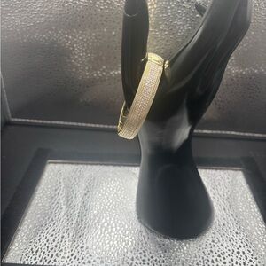 Gold and Silver Thick CZ On One Side Plain On The Other Side